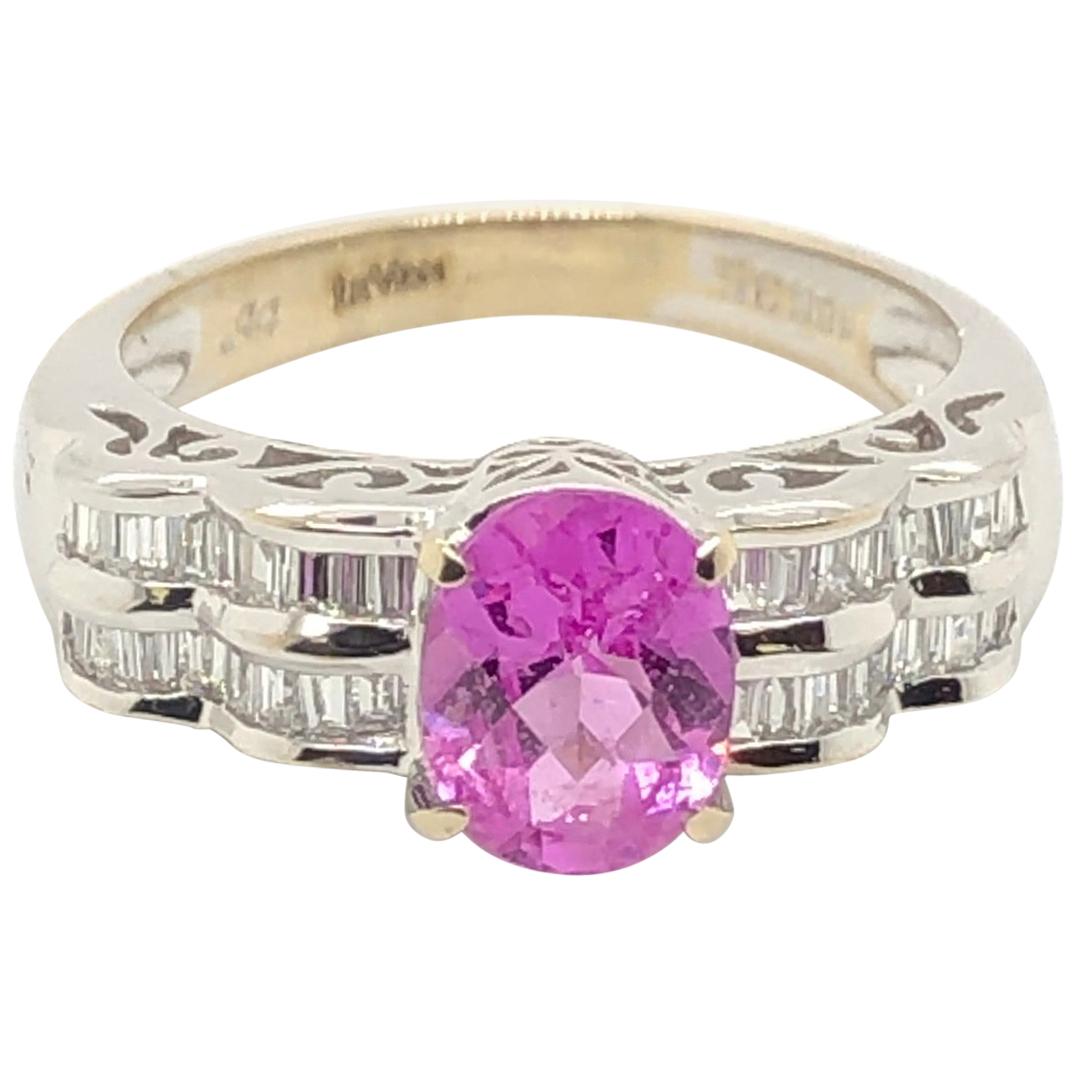 Le Vian 1.5 Carat Pink Sapphire White Gold Couture Ring For Sale