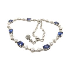 Le Vian 15 Carat White Diamond Blue Sapphire White Gold Necklace