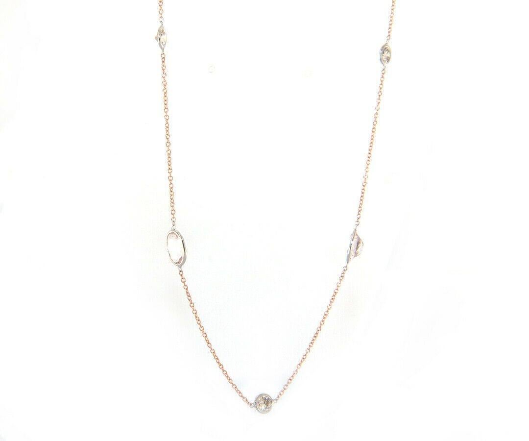 Oval Cut Le Vian 1.51ctw Morganite and 0.54ctw Diamond Station Necklace in 14K For Sale