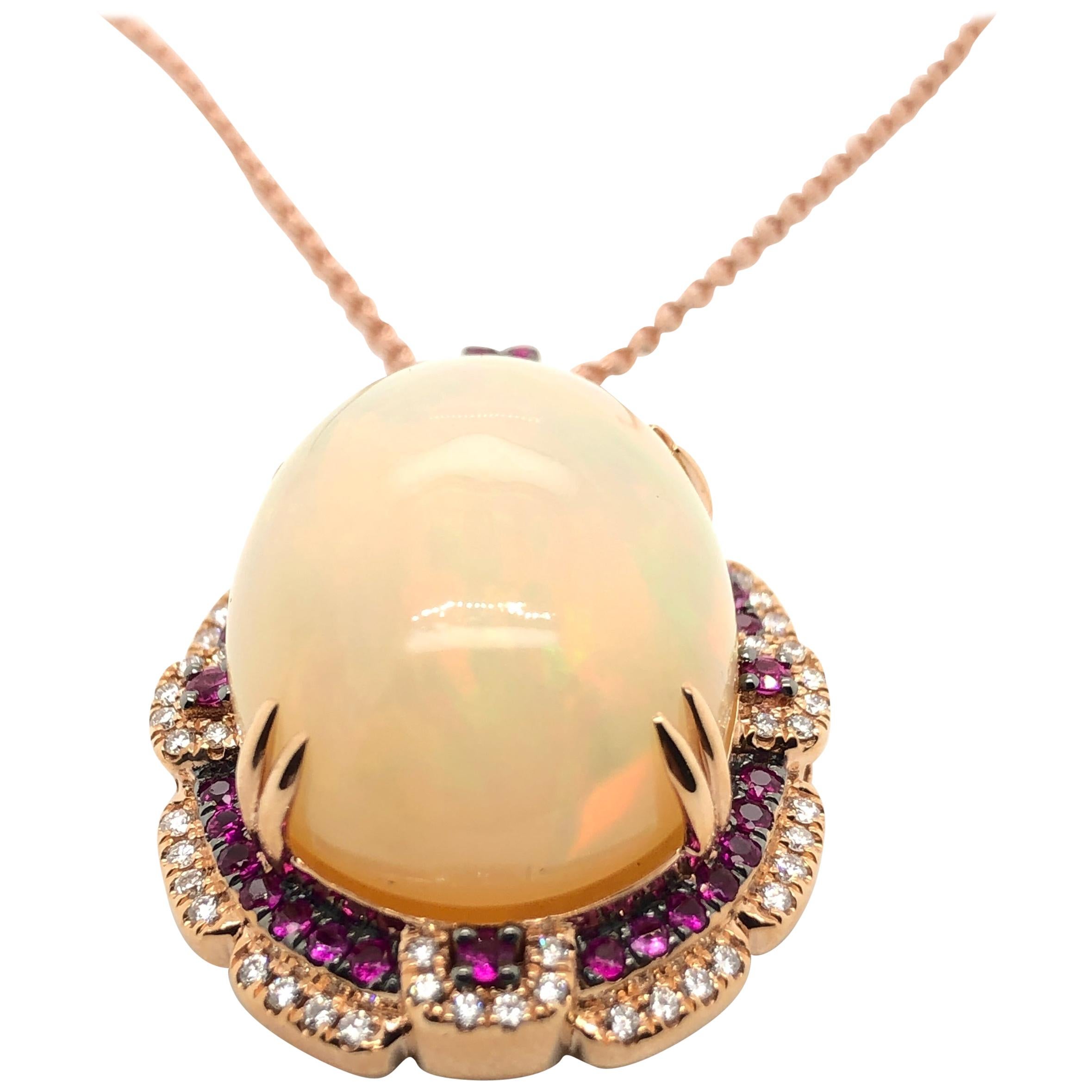 Le Vian 17 Carat Opal Rose Gold Pendant For Sale