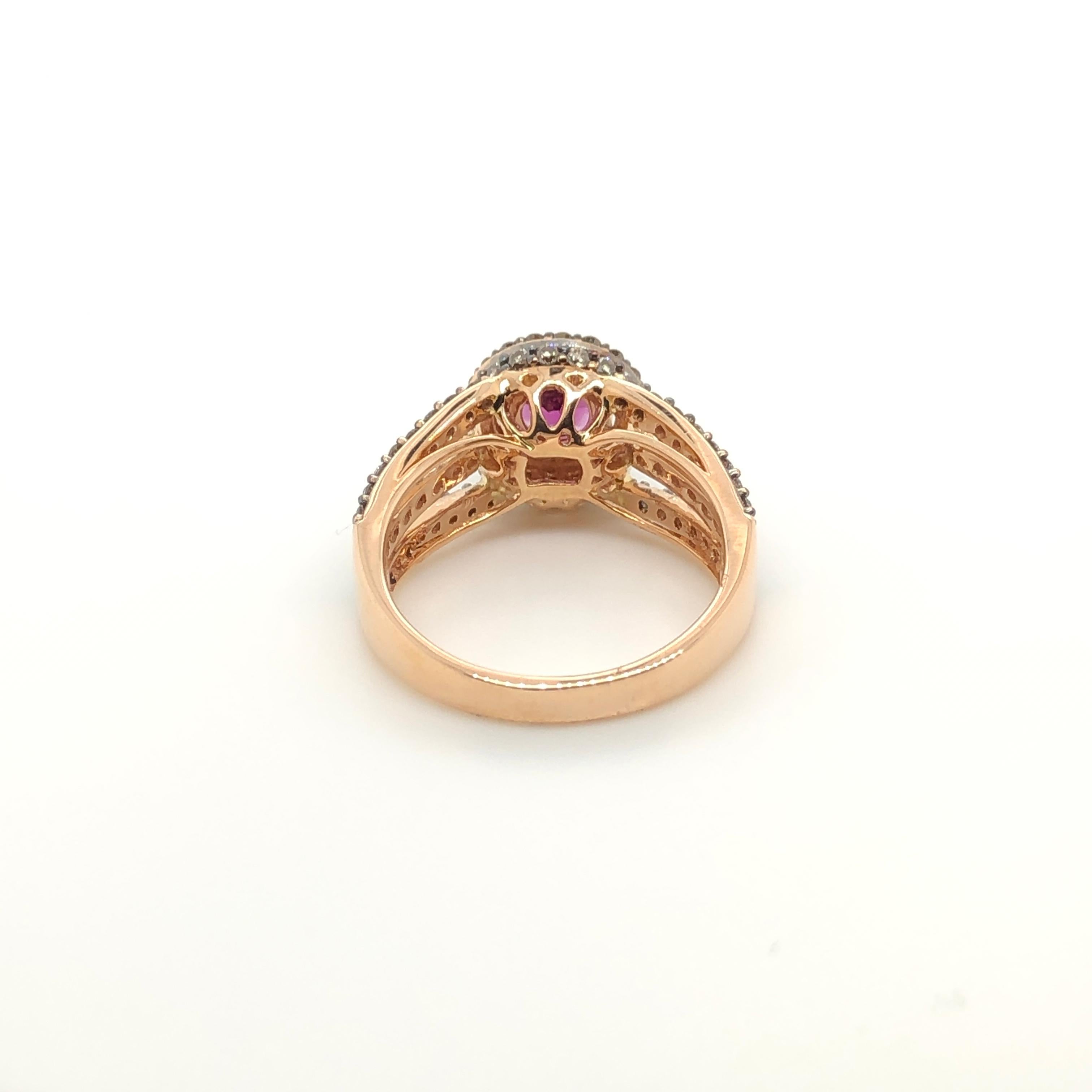 Ring aus Roségold mit 1,75 Karat Schokolade-Diamant und lila Granat von Vian Damen im Angebot