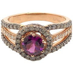 Le Vian Bague en or rose avec diamant chocolat de 1,75 carat, grenat violet et grenat