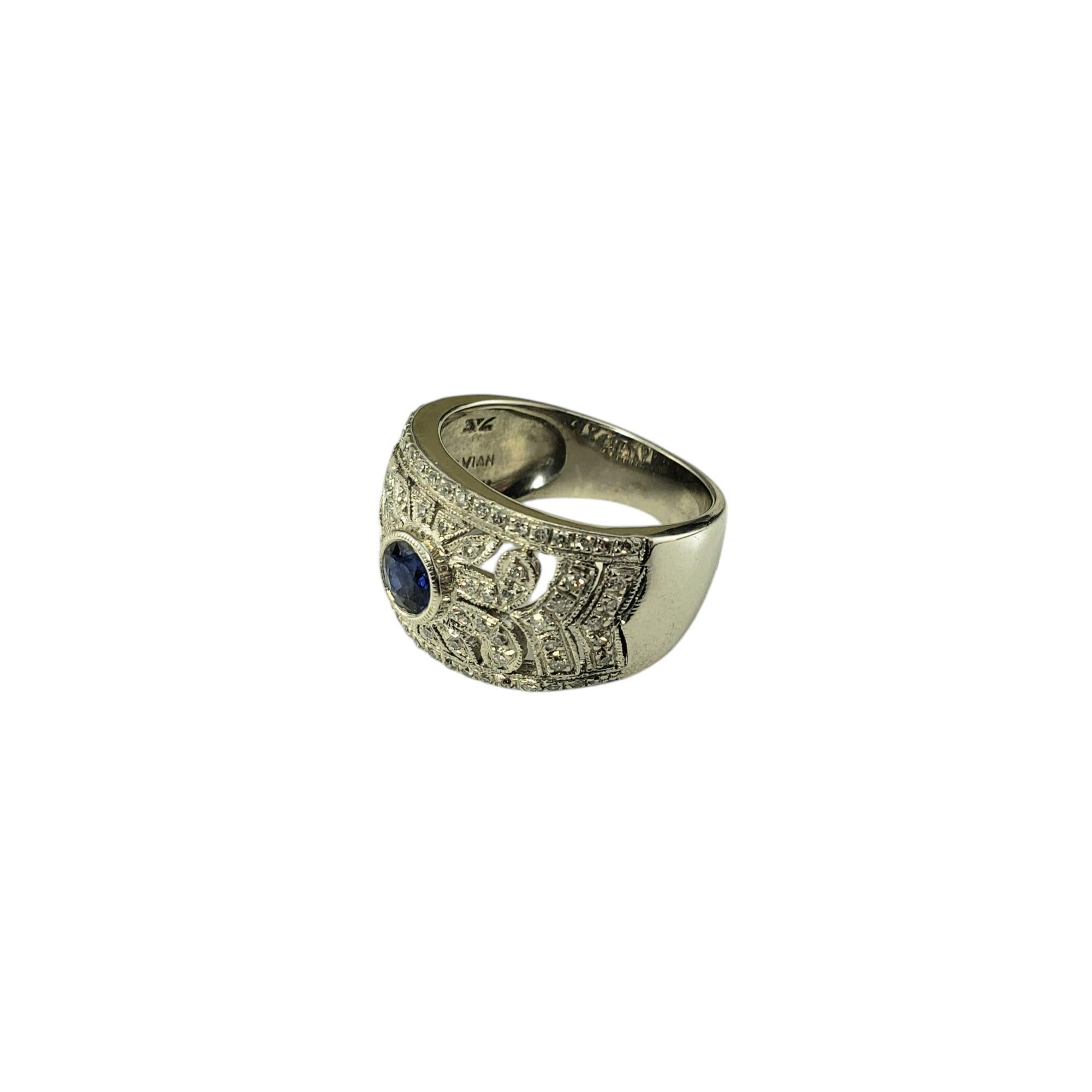 Contemporary Le Vian 18K White Gold Sapphire & Diamond Band Size 5.5  #19830 For Sale