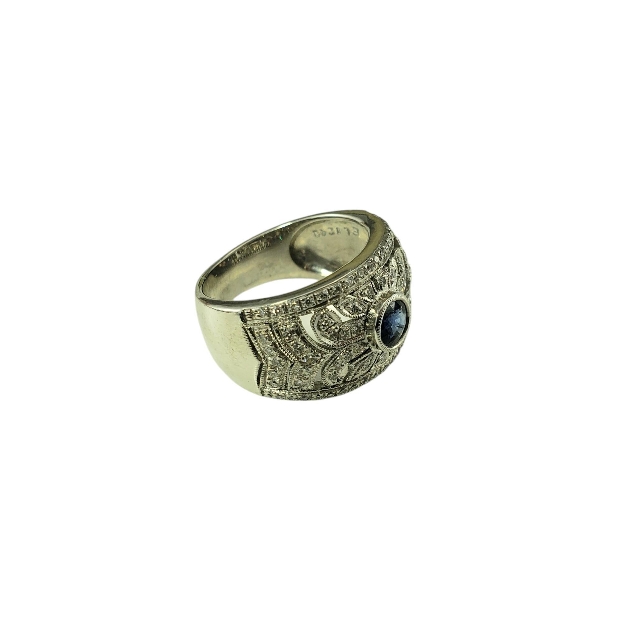 Round Cut Le Vian 18K White Gold Sapphire & Diamond Band Size 5.5  #19830 For Sale