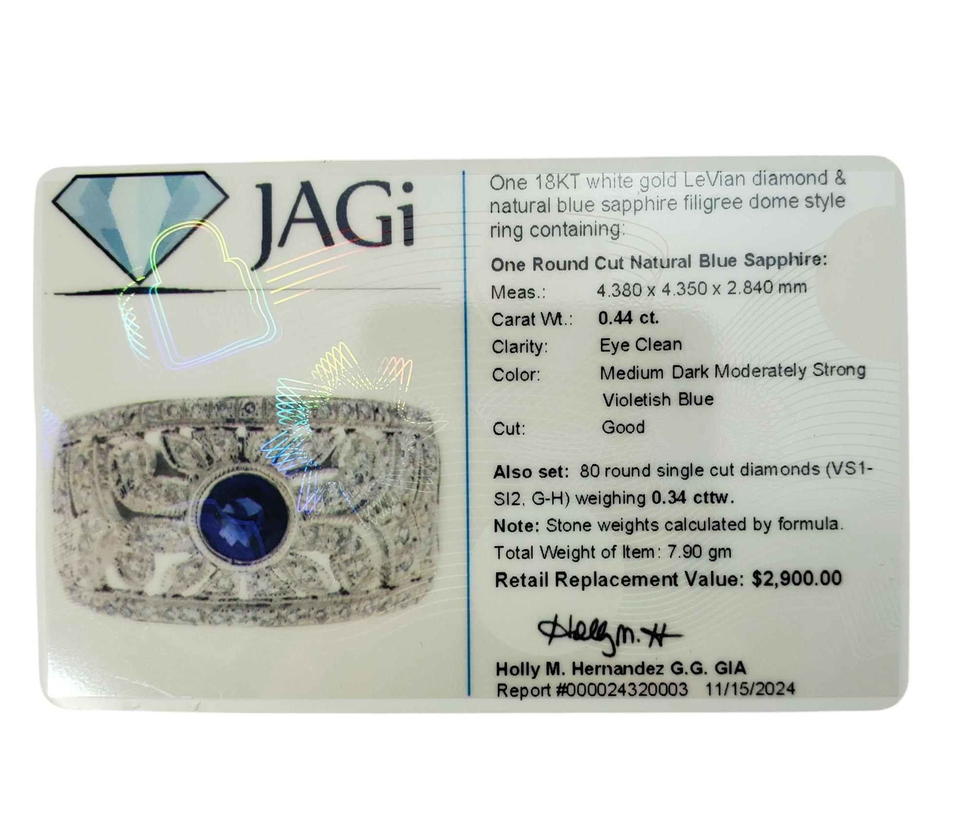 Le Vian 18K White Gold Sapphire & Diamond Band Size 5.5  #19830 For Sale 2