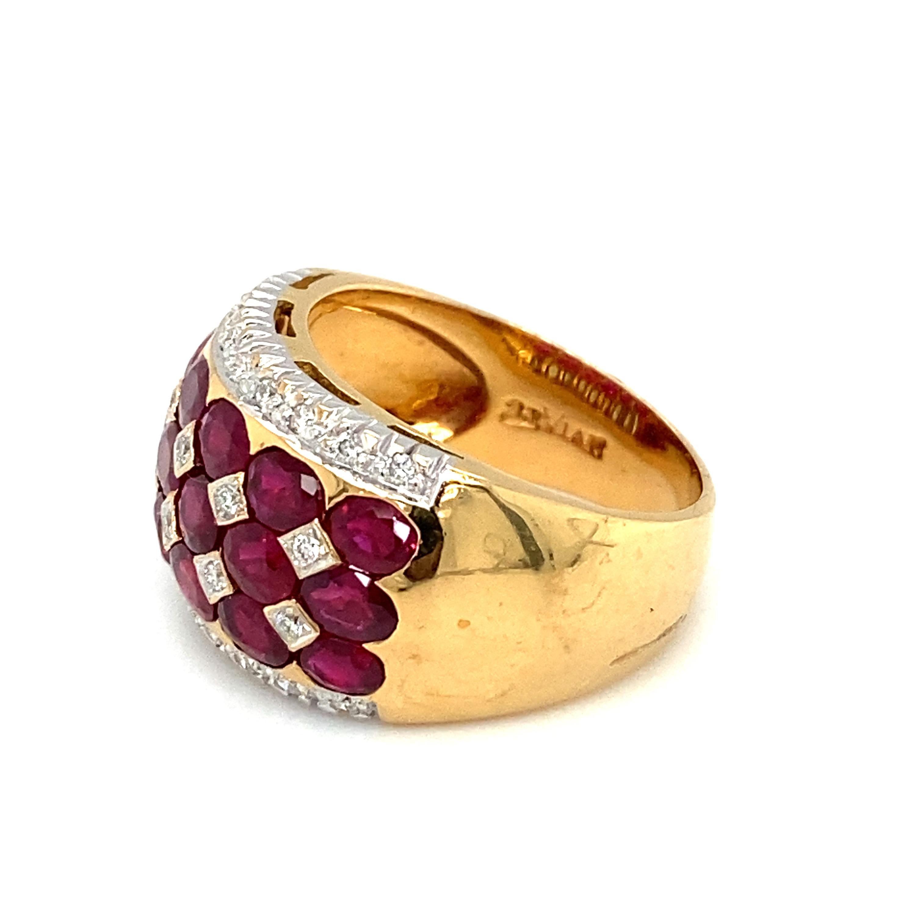 Modern LE VIAN 2 Carat Total Oval Ruby and Diamond Band in 18 Karat Gold For Sale