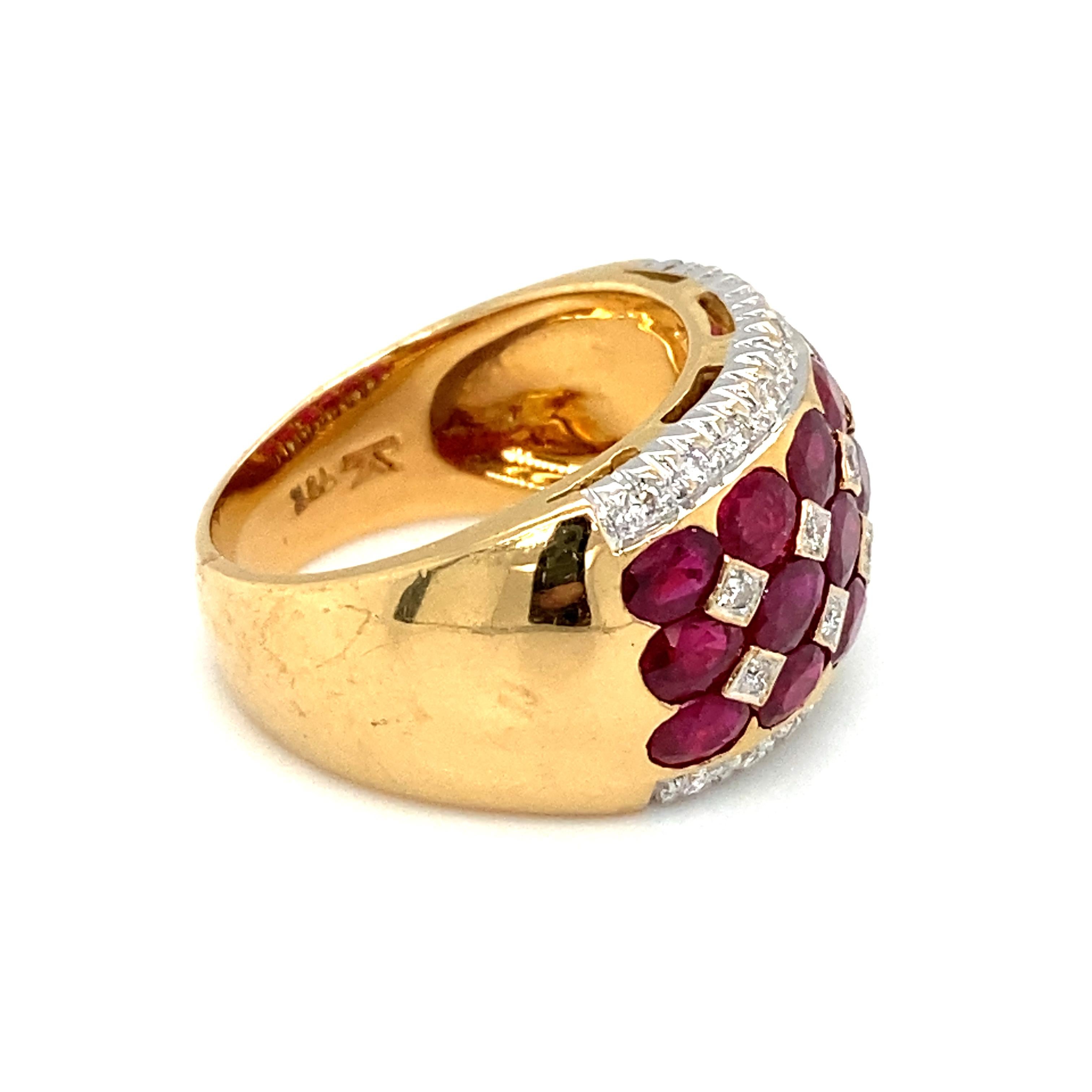 Women's or Men's LE VIAN 2 Carat Total Oval Ruby and Diamond Band in 18 Karat Gold For Sale