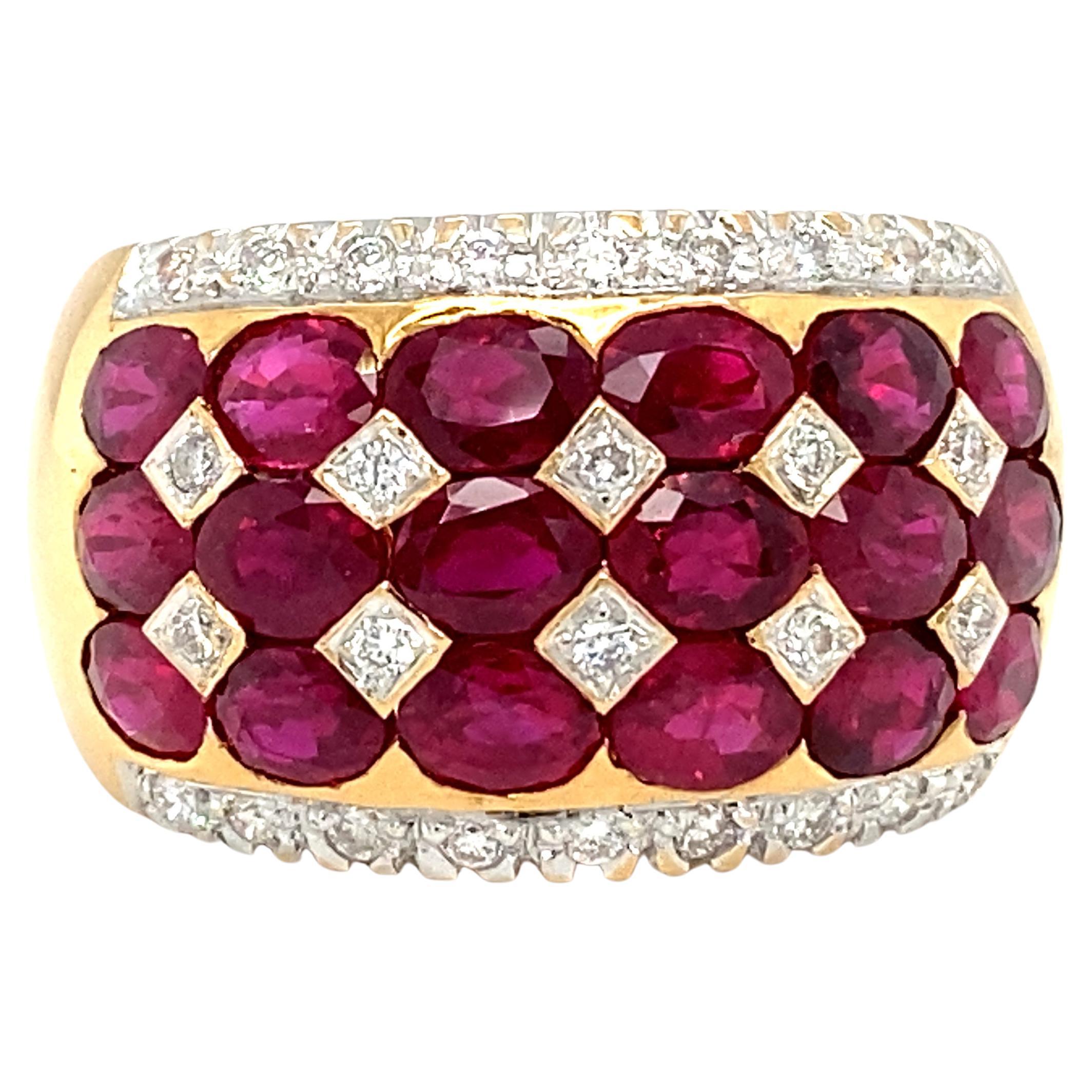 LE VIAN 2 Carat Total Oval Ruby and Diamond Band in 18 Karat Gold For Sale
