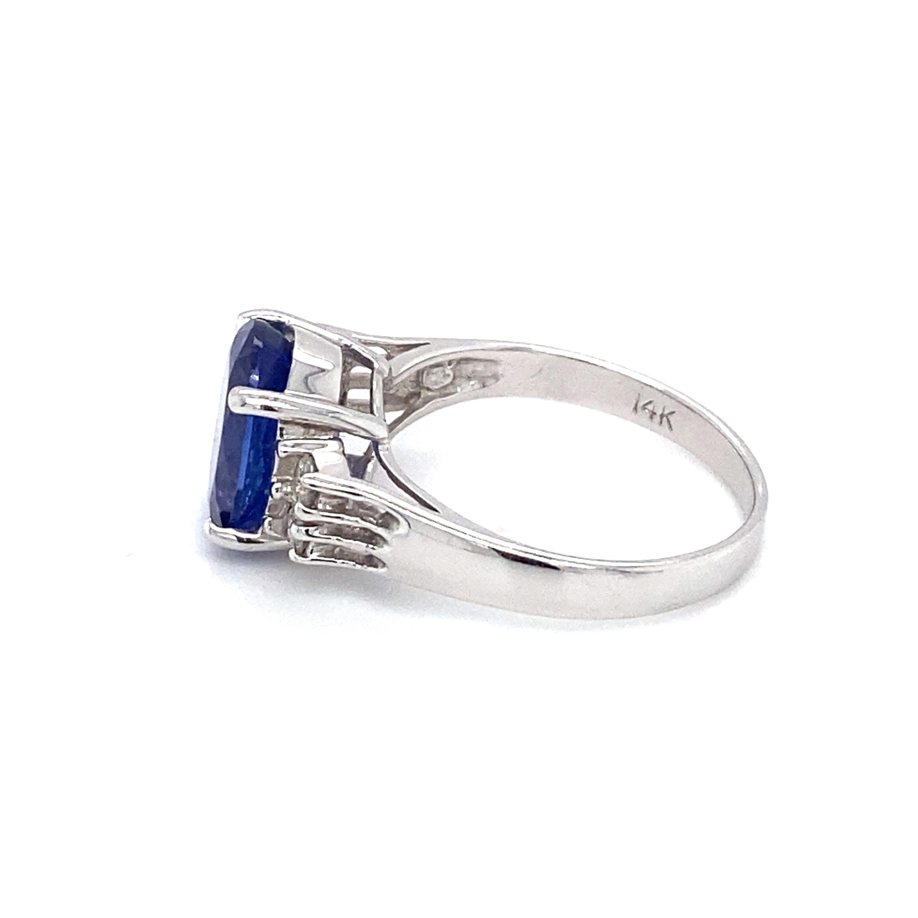 Modern Le Vian 3 Carat Oval Tanzanite and Diamond Engagement Ring in 14K White Gold