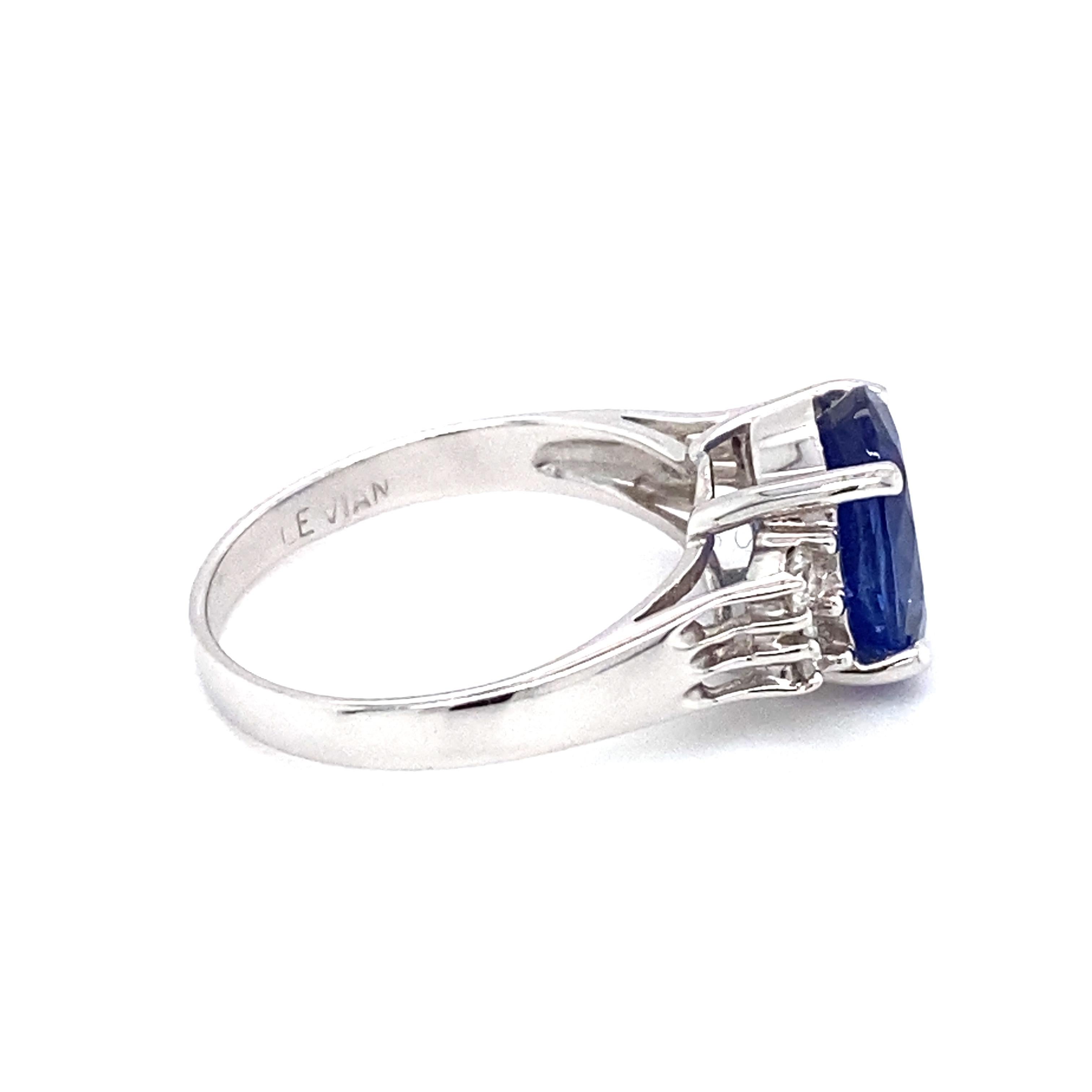 Le Vian 3 Carat Oval Tanzanite and Diamond Engagement Ring in 14K White Gold In Excellent Condition In Hicksville, NY