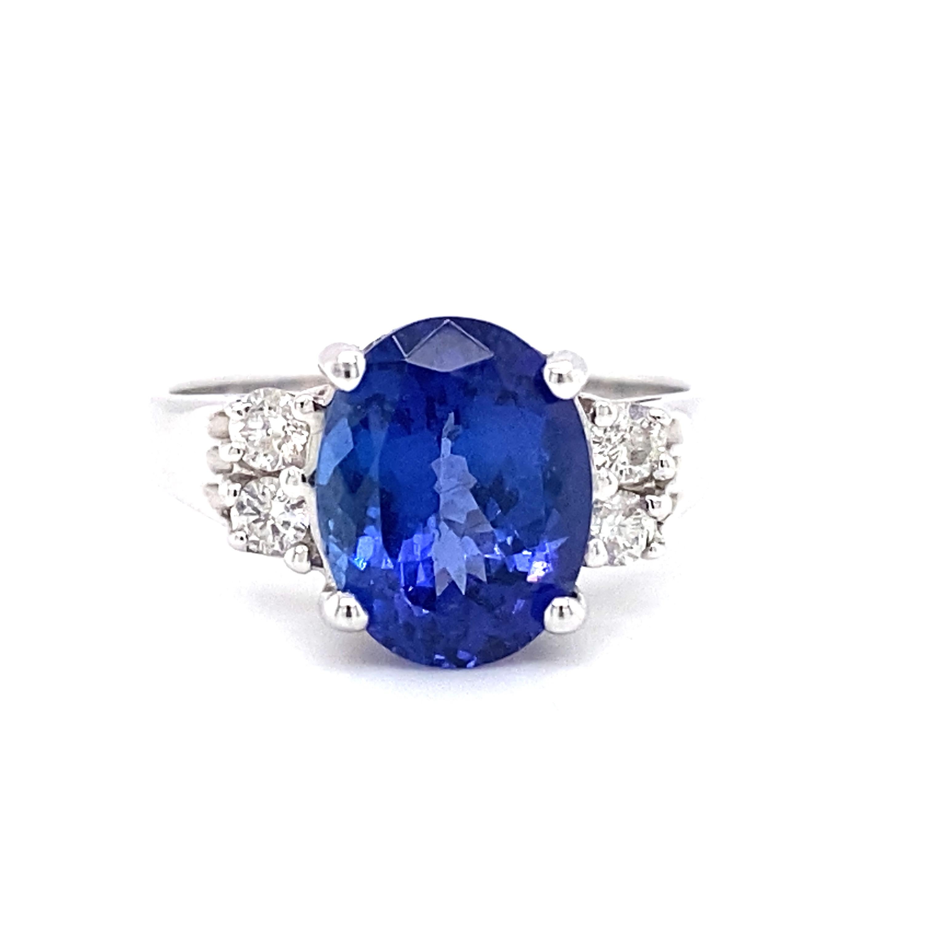 Women's or Men's Le Vian 3 Carat Oval Tanzanite and Diamond Engagement Ring in 14K White Gold For Sale