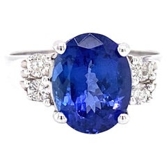 Le Vian 3 Carat Oval Tanzanite and Diamond Engagement Ring in 14K White Gold