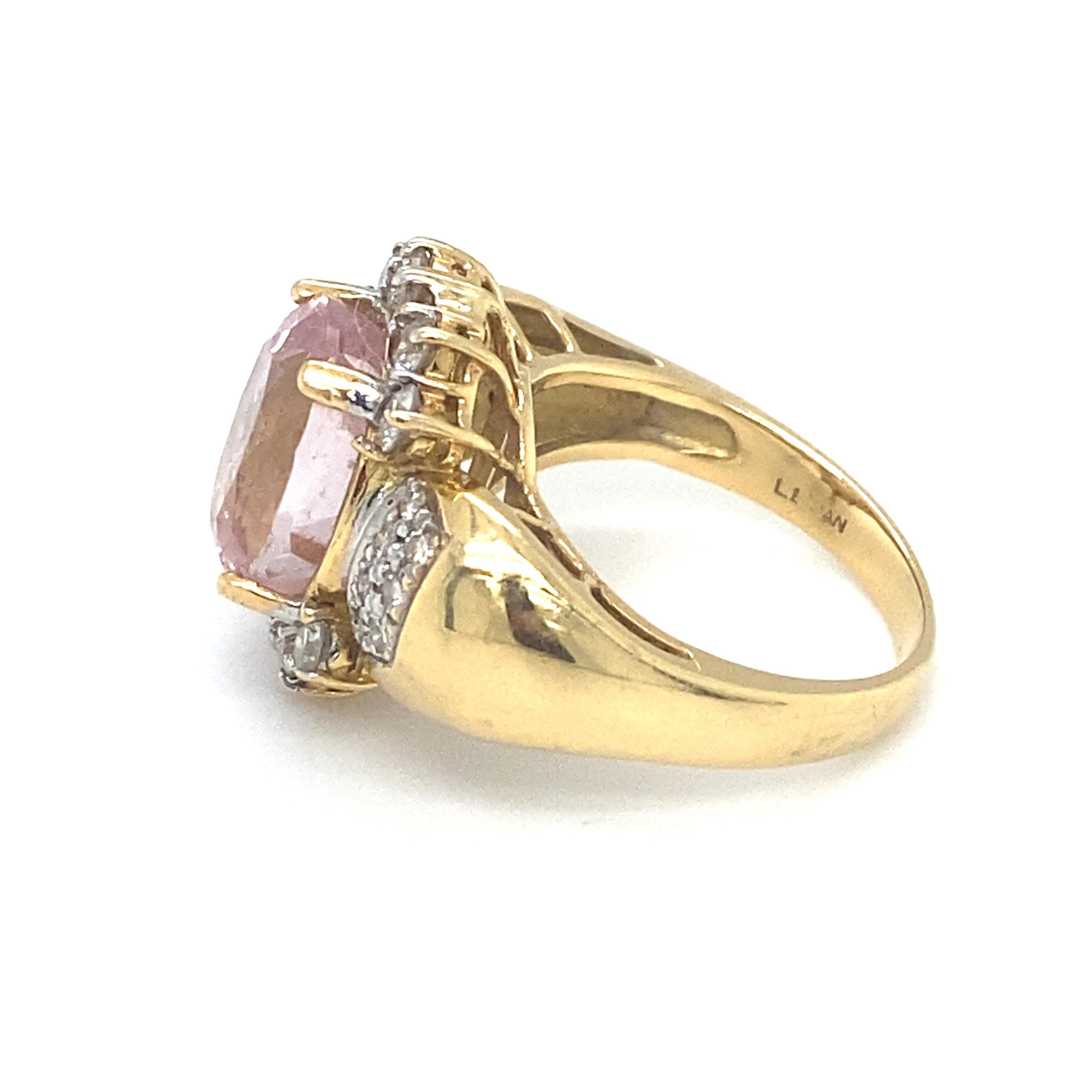 Oval Cut Le Vian 3.0ct Kunzite and Diamond Cocktail Ring in 18k Gold For Sale