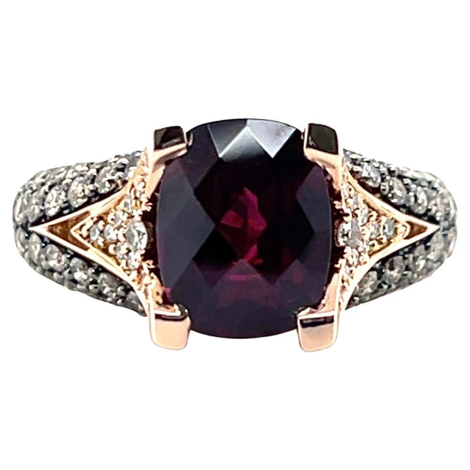 Rhodolite Garnet Cocktail Ring Diamond Setting 7.8 Carats Total 14K ...