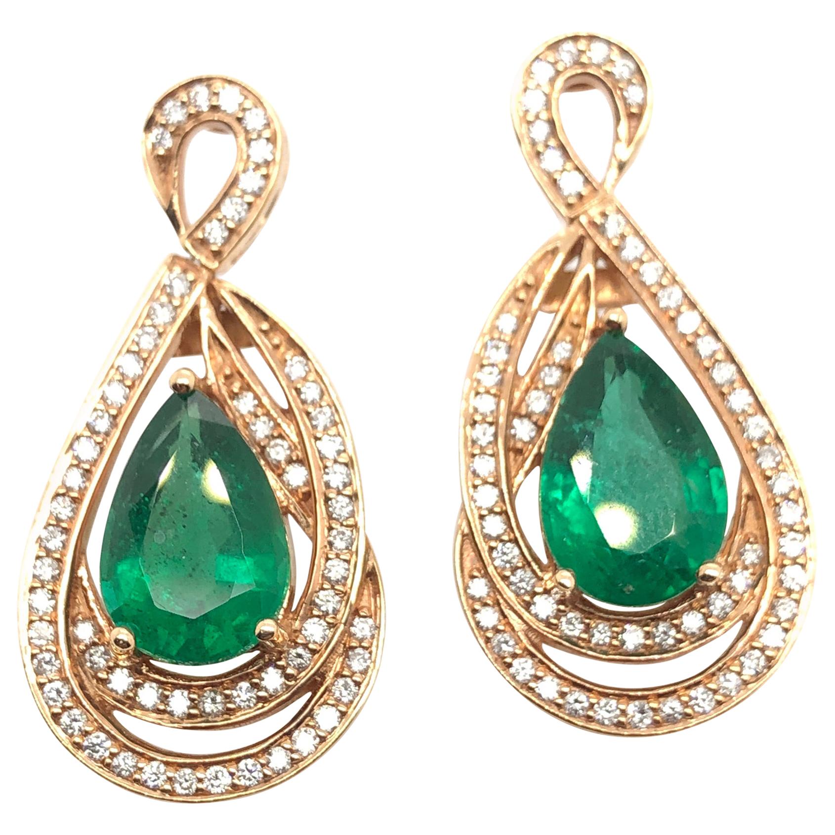 Le Vian 4 1/2 Carat Emerald Yellow Gold Earrings