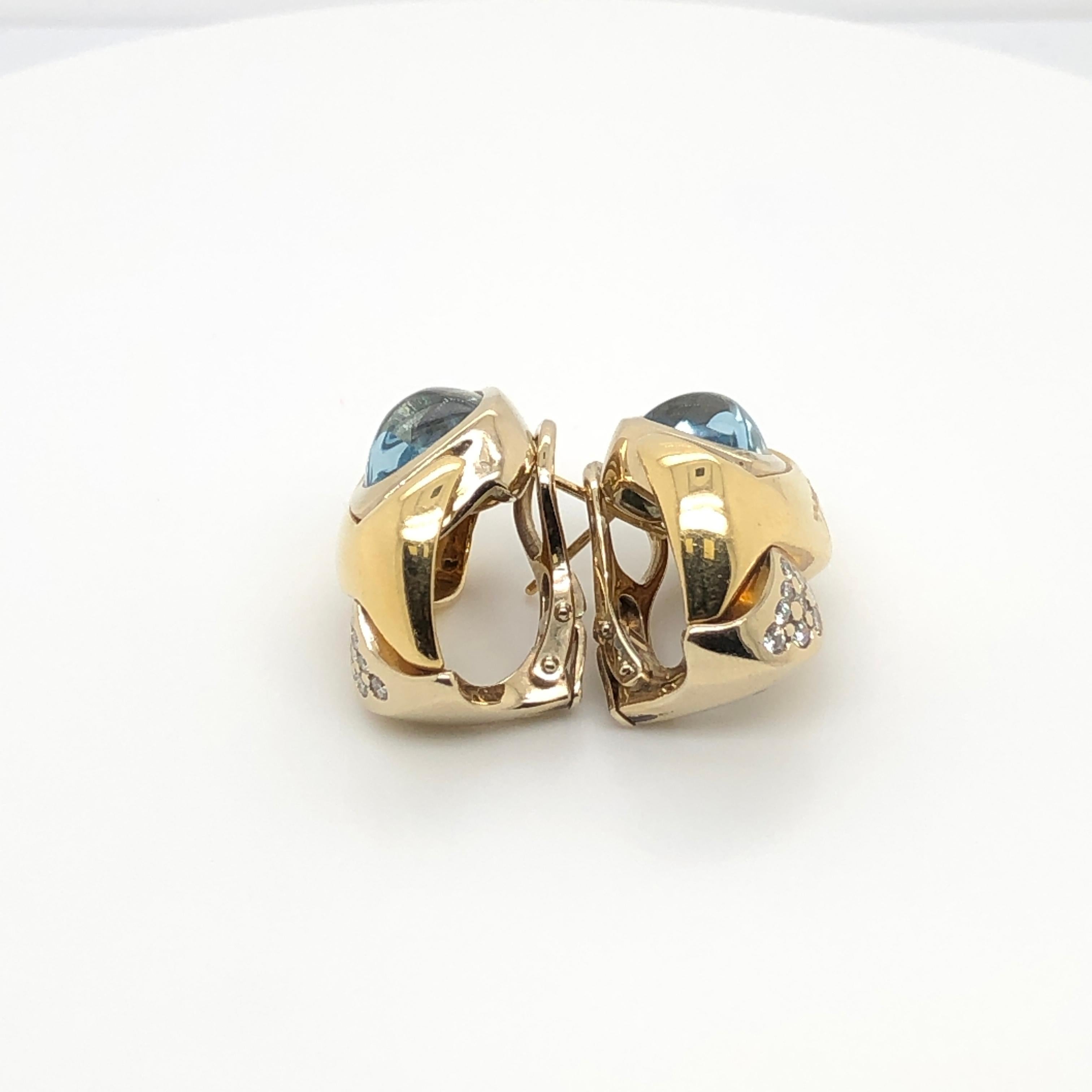 Le Vian 4 Carat Aquamarine Two-Tone Gold Earrings In New Condition For Sale In Great Neck, NY