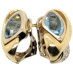 Le Vian 4 Carat Aquamarine Two-Tone Gold Earrings