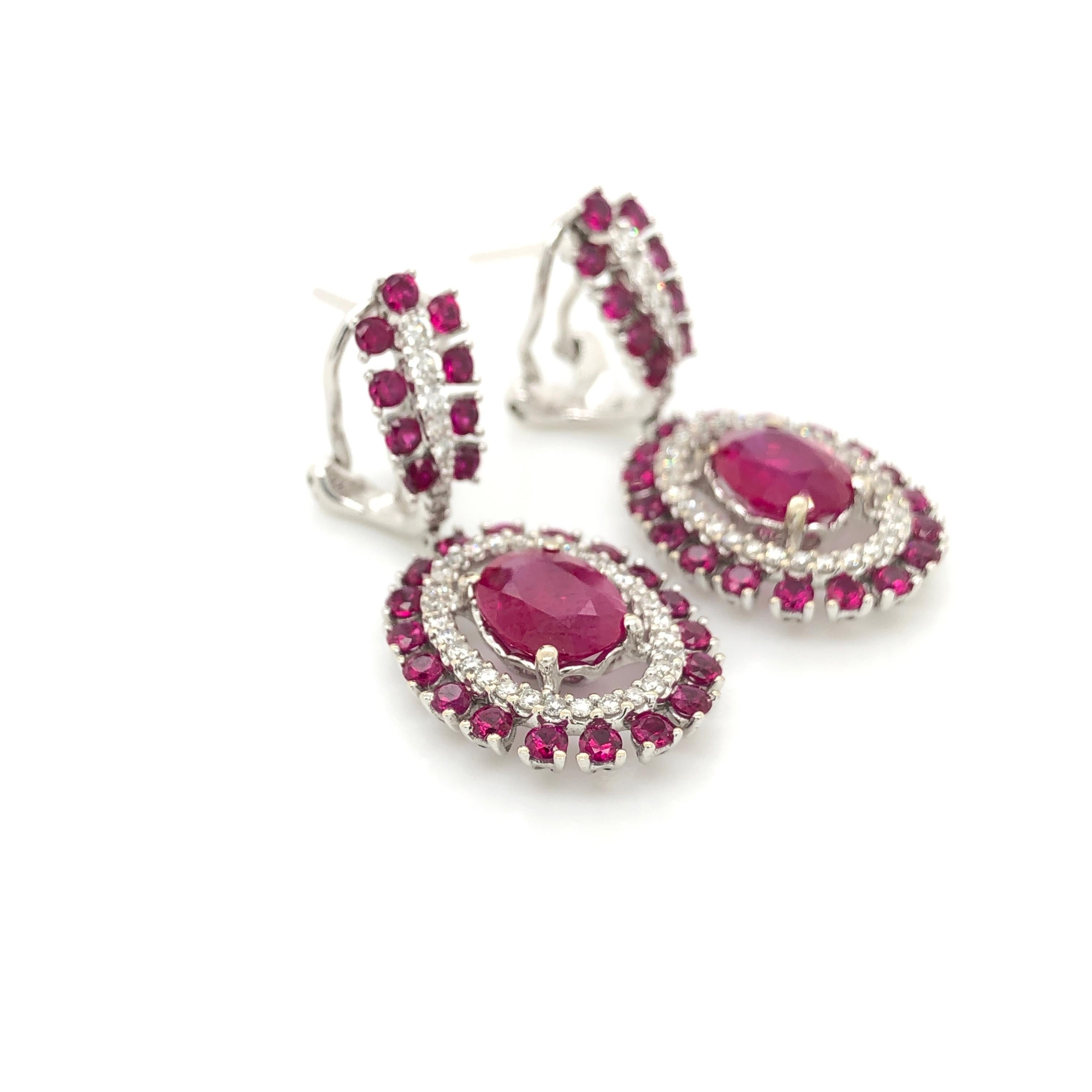 Le Vian 4 Carat Ruby White Gold Earrings In New Condition In Great Neck, NY