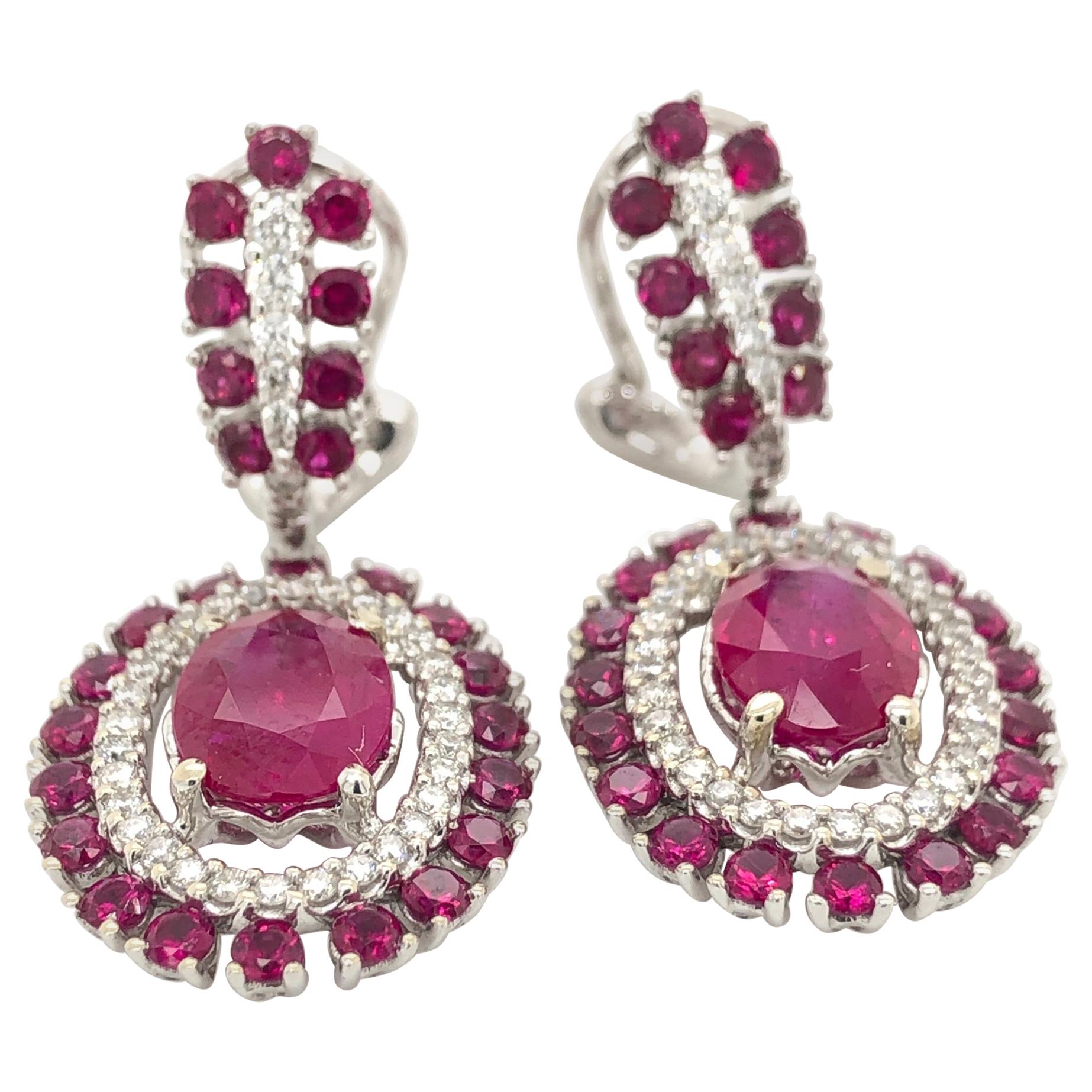 Le Vian 4 Carat Ruby White Gold Earrings