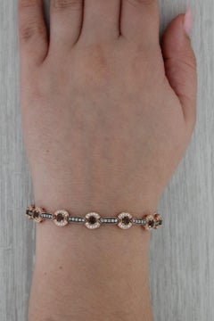 Le Vane 4.07ctw Champagne Diamond Quartz Links Bracelet 14k Rose Gold 6.75" 8mm