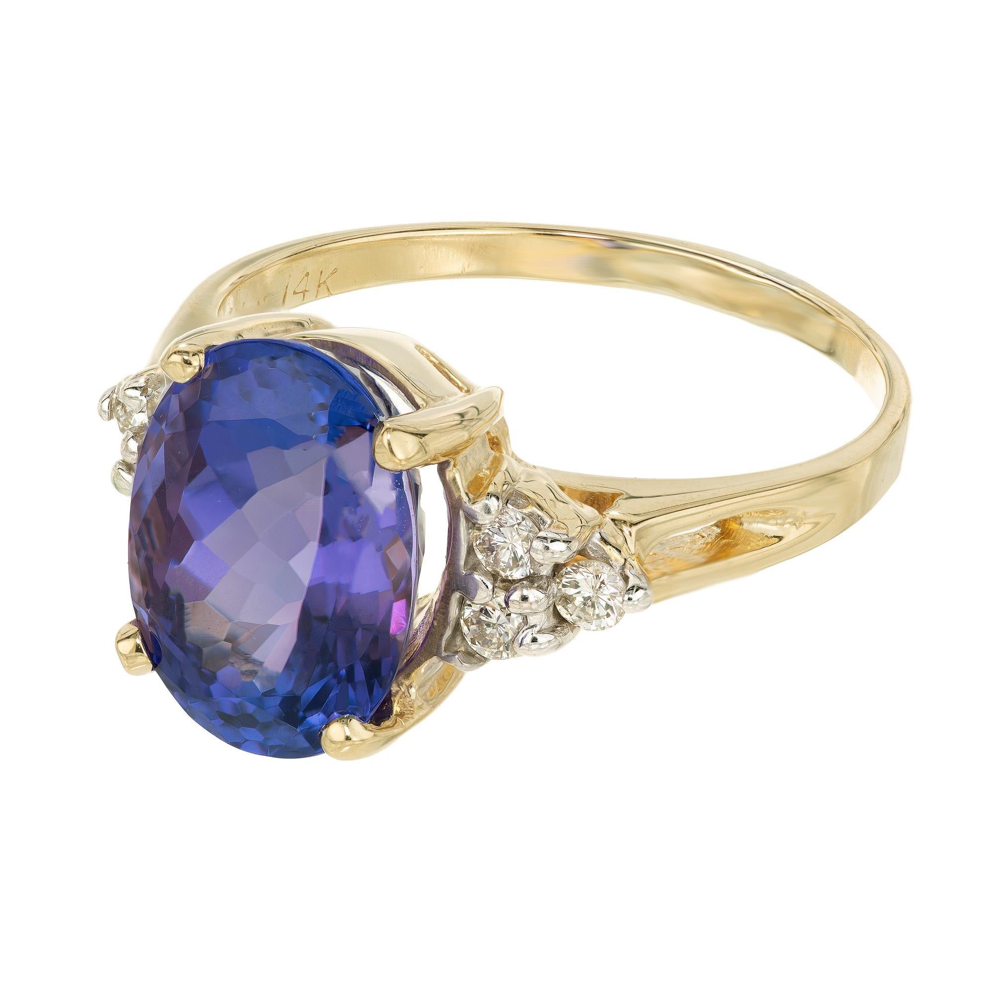 Oval Cut Le Vian 4.15 Carat Oval Tanzanite Diamond Yellow Gold Ring For Sale