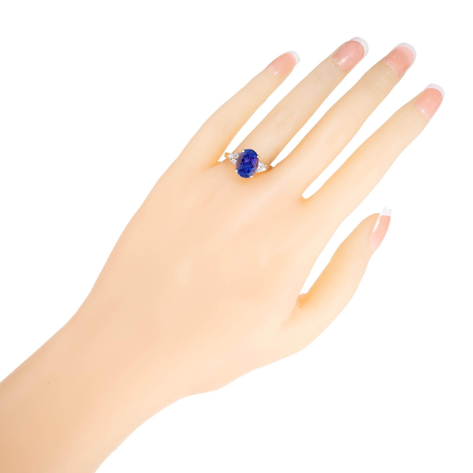 Le Vian 4.15 Carat Oval Tanzanite Diamond Yellow Gold Ring For Sale 2