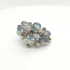 Le Vian 6.98 Carat Blue Topaz White Gold Pin