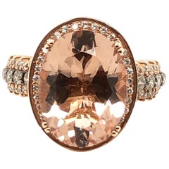 Le Vian 7 Carat Oval Morganite Chocolate Diamond Rose Gold Ring