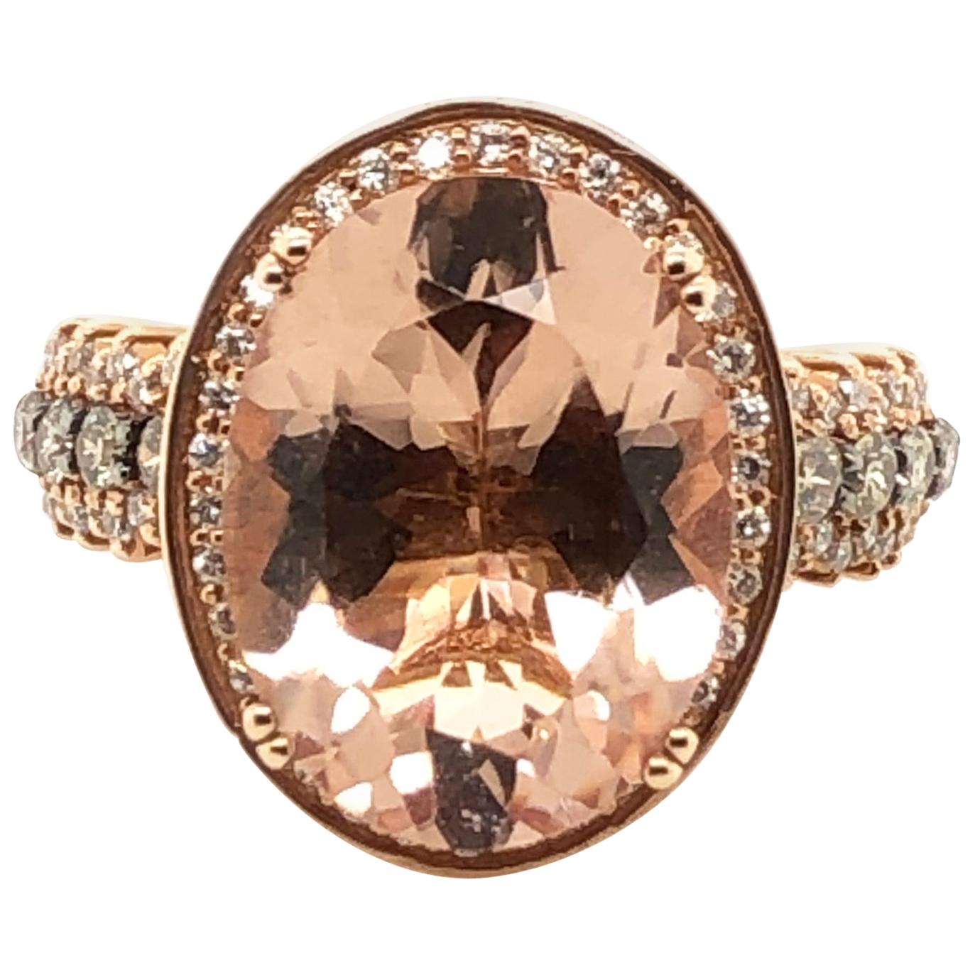 Le Vian Bague en or rose avec Morganite ovale de 7 carats et diamants chocolat