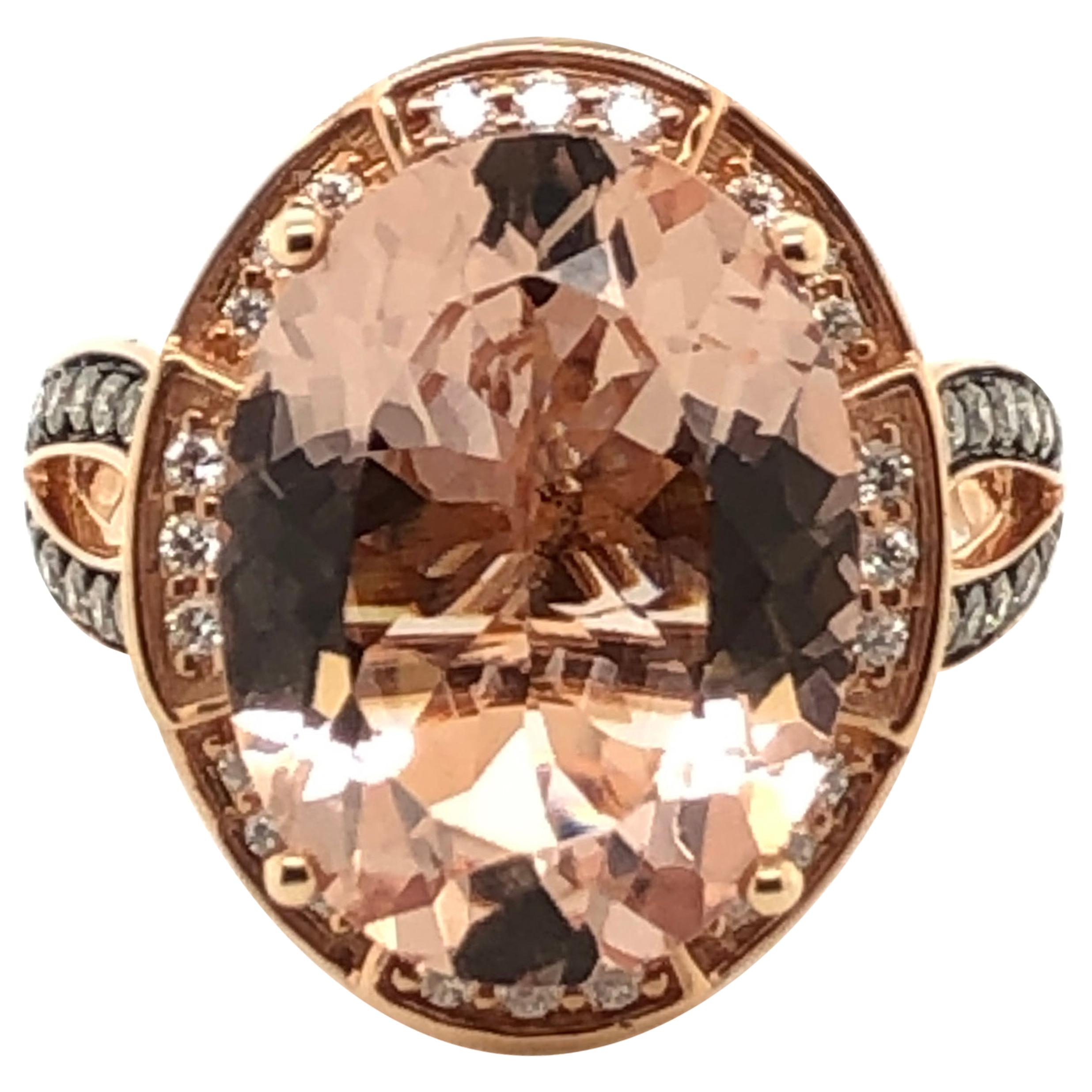 Le Vian 7 Carat Peach Morganite Rose Gold Ring For Sale