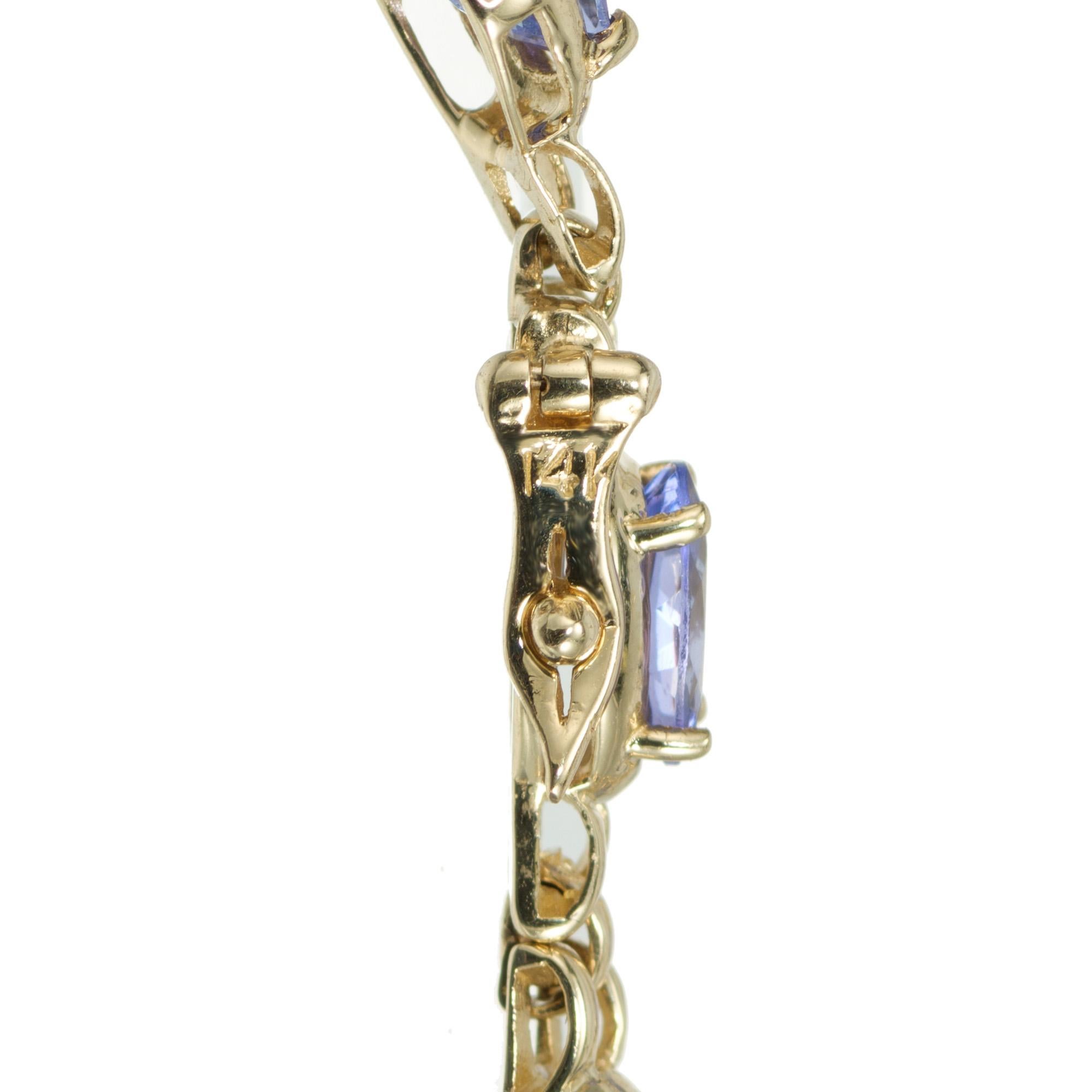 Le Vian 8.00 Carat Oval Tanzanite Yellow Gold Link Bracelet  In Good Condition For Sale In Stamford, CT