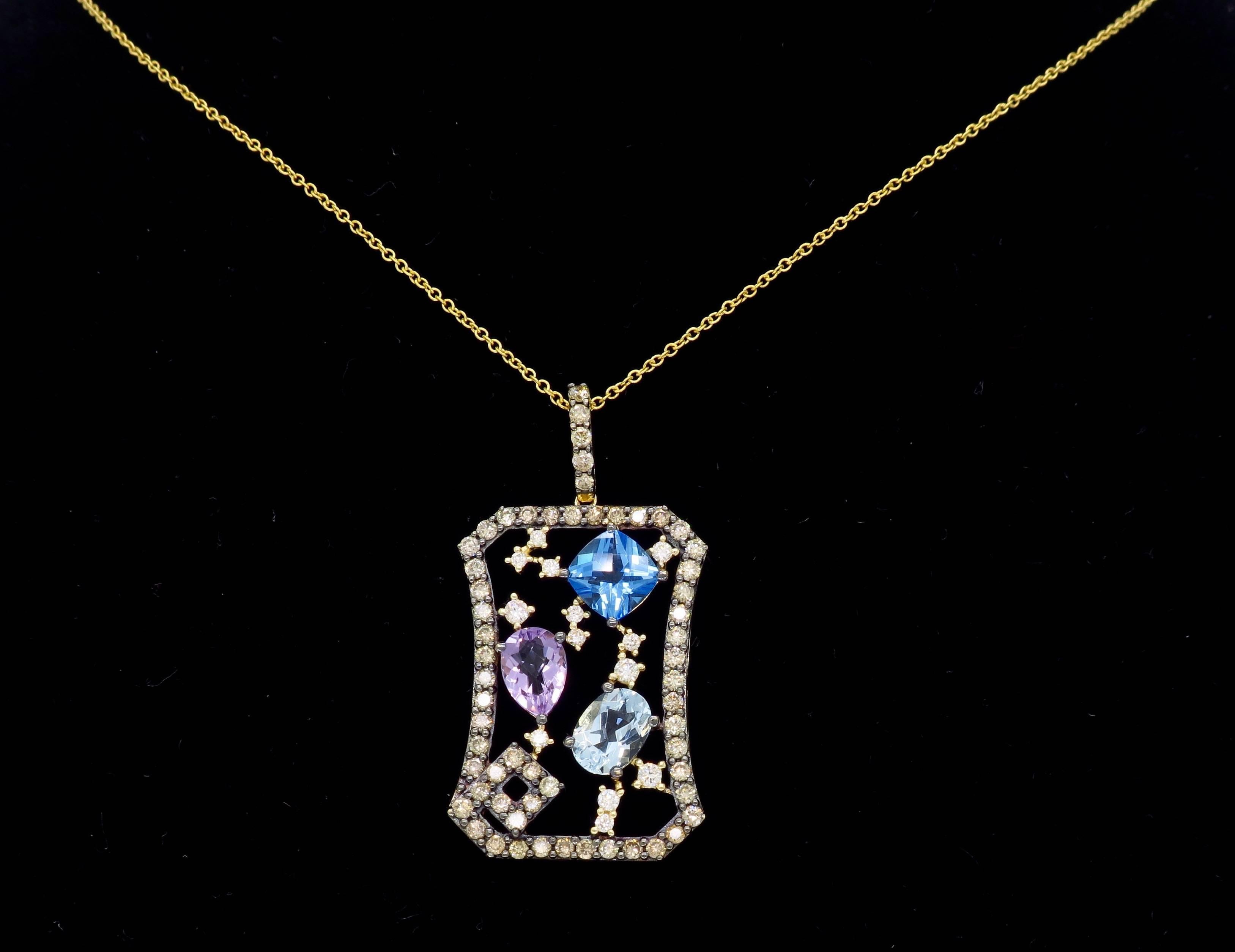 Le Vian Abstract Gemstone and Diamond Necklace 2