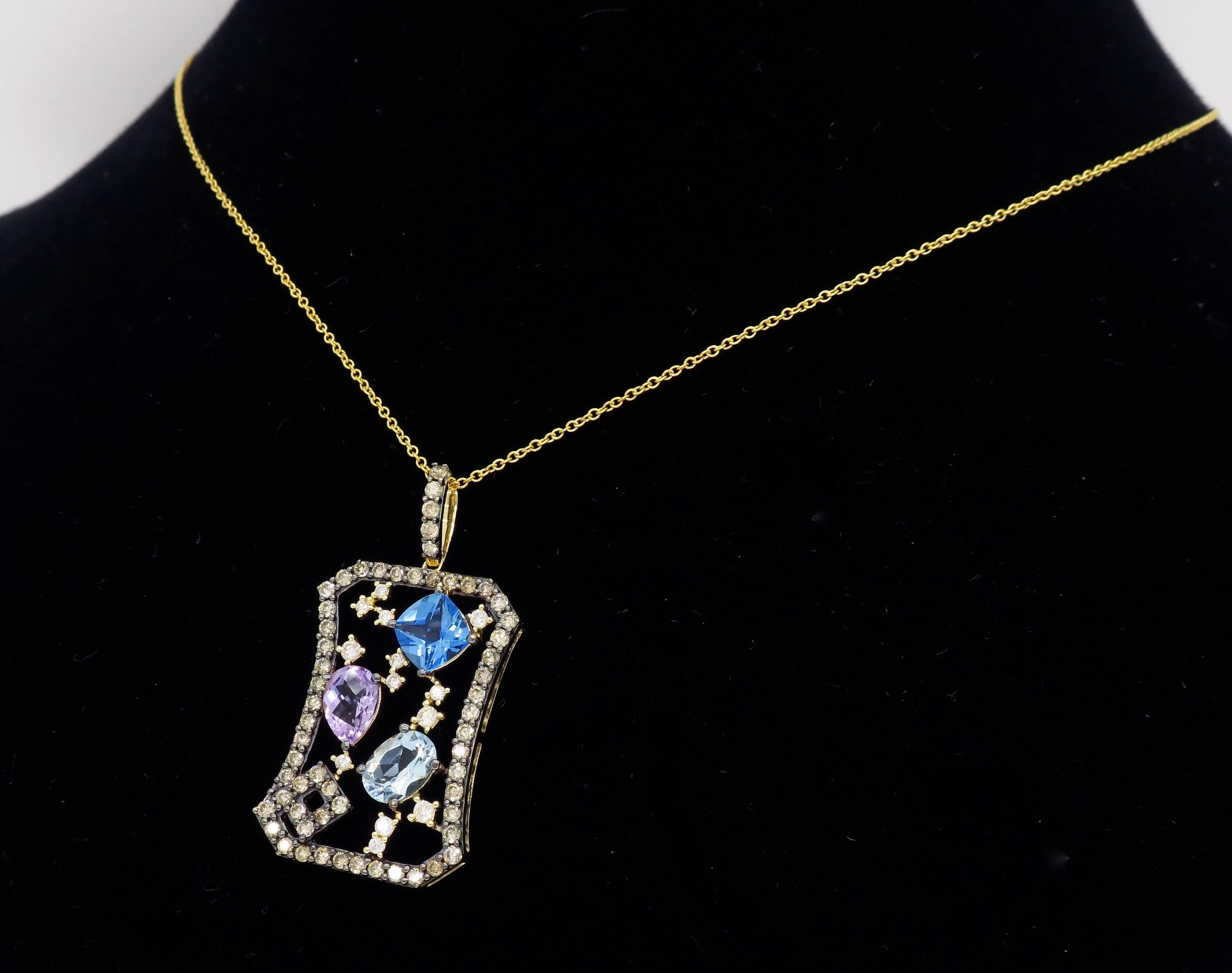 Le Vian Abstract Gemstone and Diamond Necklace 3