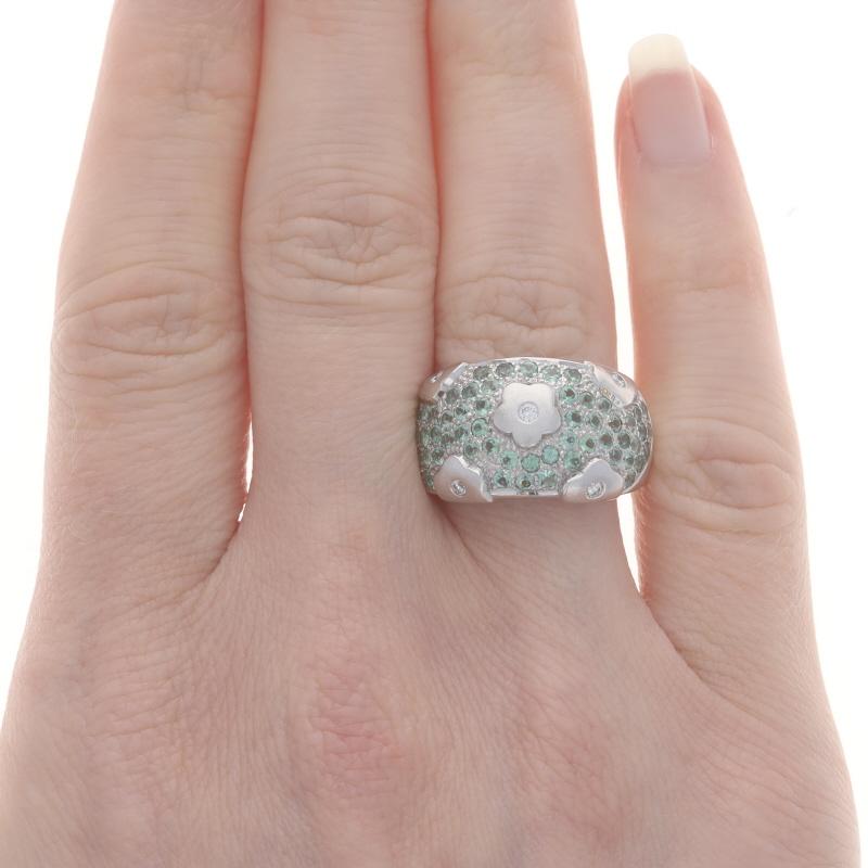 Round Cut Le Vian Alexandrite Diamond Cluster Band - White Gold 14k 1.32ctw Flowers Ring For Sale