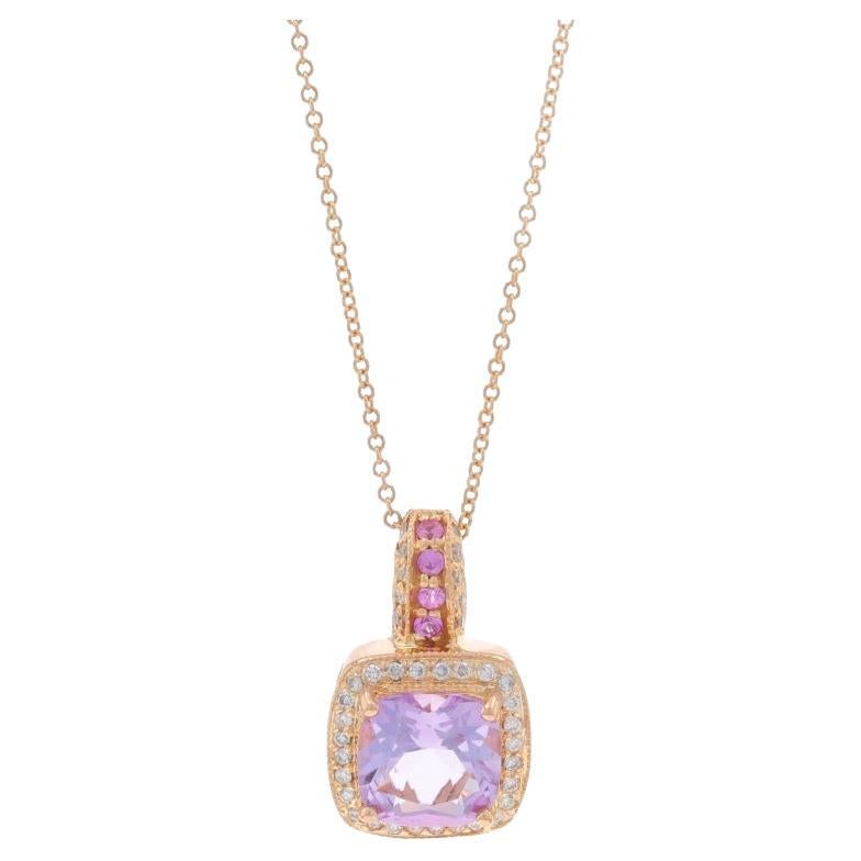 Le Vian Amethyst Sapphire Diamond Pendant Necklace 18" - Rose Gold 14k 2.37ctw