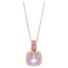 Le Vian Amethyst Sapphire Diamond Pendant Necklace 18" - Rose Gold 14k 2.37ctw