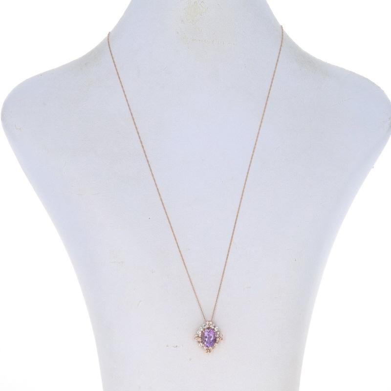 Oval Cut Le Vian Amethyst Sapphire Halo Pendant Necklace 18