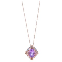 Le Vian Amethyst Sapphire Halo Pendant Necklace 18" - Rose Gold 14k Oval 3.00ctw