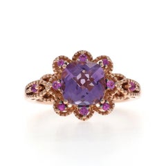 Le Vian Amethyst Sapphire Halo Ring - Rose Gold 14k Sq Cushion 2.60ctw Floral