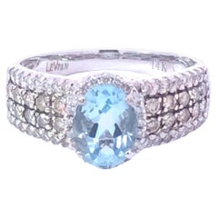 Le Vian Aquamarine and Diamond Statement Ring in 14k White Gold