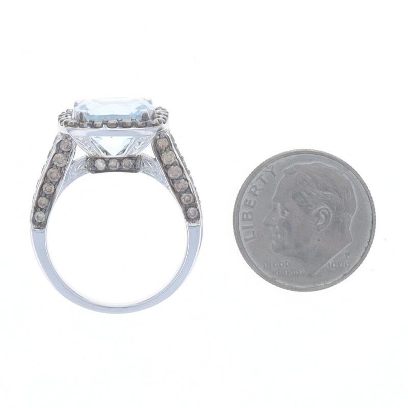 Le Vian Anello aureola con acquamarina e diamanti in oro bianco 14k Sq Cuscino 5,13ctw in vendita 1