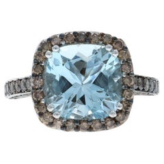 Le Vian Aquamarine Diamond Halo Ring White Gold 14k Sq Cushion 5.13ctw