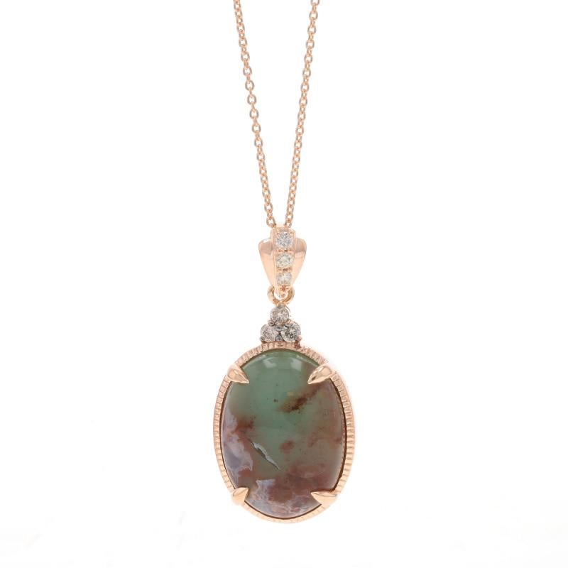 Retail Price: $3475

Brand: Le Vian

Metal Content: 14k Rose Gold & 18k Rose Gold

Stone Information

Natural Aquaprase
Cut: Oval Cabochon

Natural Diamond
Carat(s): 0.1
Cut: Round Brilliant
Color: G - H
Clarity: SI1 - SI2

Natural Diamond
Carat(s):