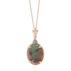 Le Vian Aquaprase Diamond Pendant Necklace 20"- Rose Gold 14k Oval .10ctw Adjust