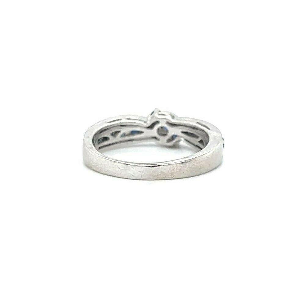 Women's or Men's Le Vian Blue Sapphire and Diamond 14 Karat White Gold Ribbon Band Ring