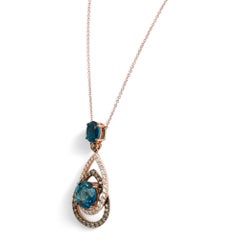 Le Vian Blue Topaz & Diamond Pendant Chain Necklace 14K Rose Gold