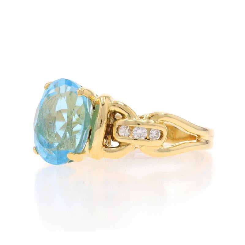 Le Vian Blue Topaz Diamond Ring - Yellow Gold 18k Oval 4.20ctw In Excellent Condition For Sale In Greensboro, NC
