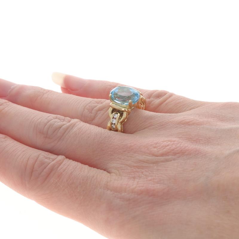 Women's Le Vian Blue Topaz Diamond Ring - Yellow Gold 18k Oval 4.20ctw For Sale
