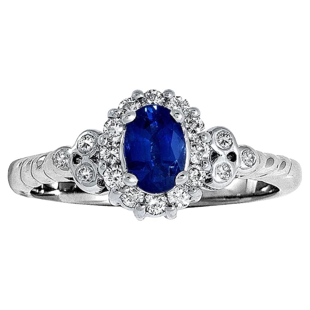 Le Vian Blueberry Sapphire and Diamond Halo Ring in 14 Karat White Gold