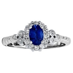 Le Vian Halo-Ring aus 14 Karat Weißgold mit blauem Beerensaphir und Diamant